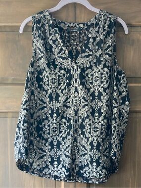 Renee C. Black & Tan Print Sleeveless Top